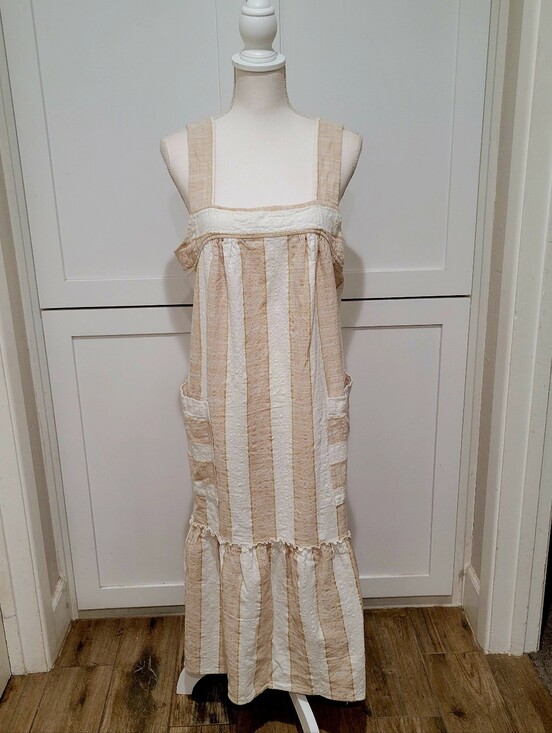 Anthropologie Dresses & Skirts - Maeve By Anthropologie Tonal Striped Maxi Dress in Beige and White | Size Large
